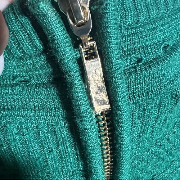 Vintage Eliza J Knit Colorblock Green Grey Long Sleeve Dress M - Picture 10 of 10